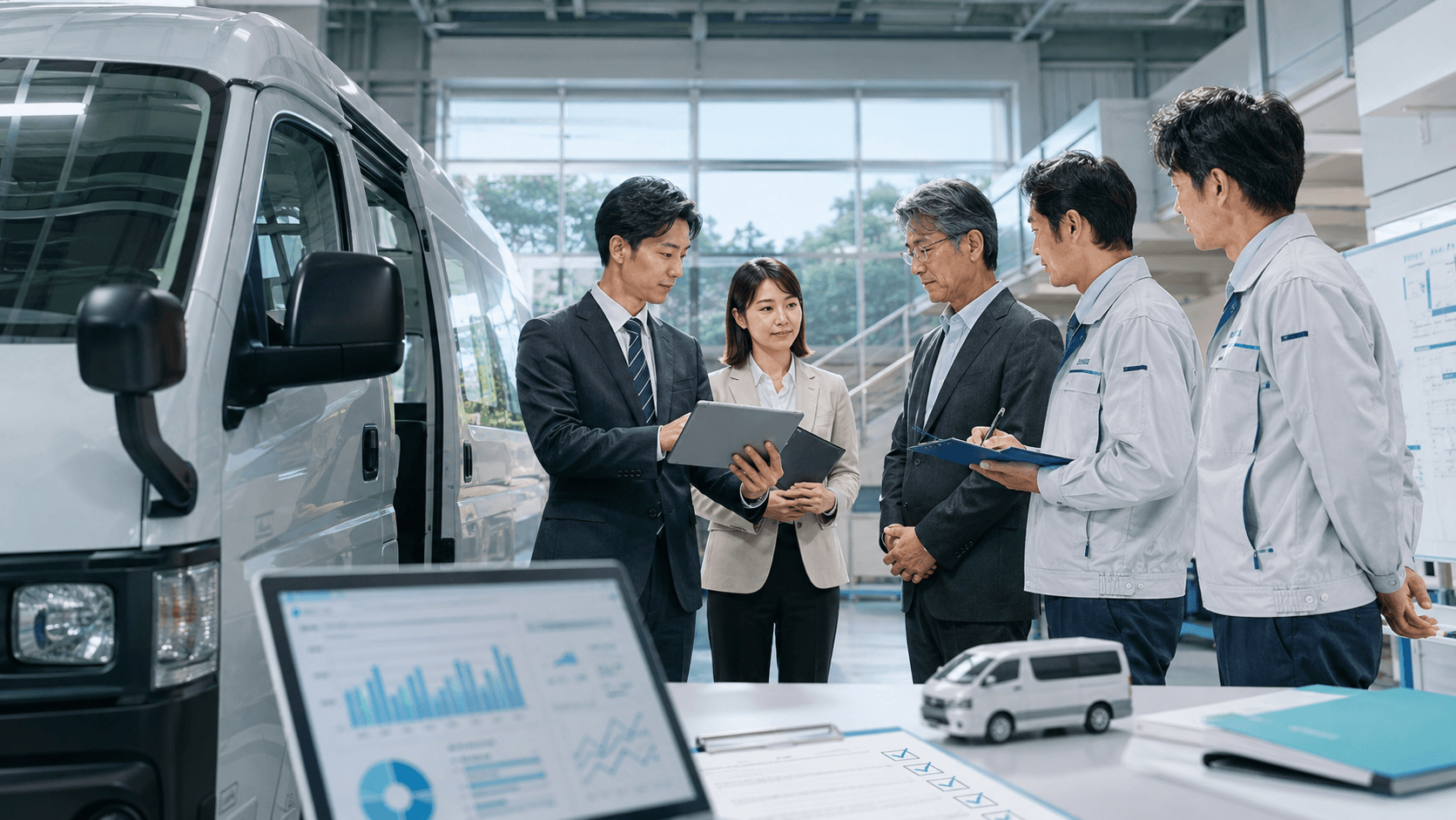 A reviewer assessing a small mobility vehicle in the field